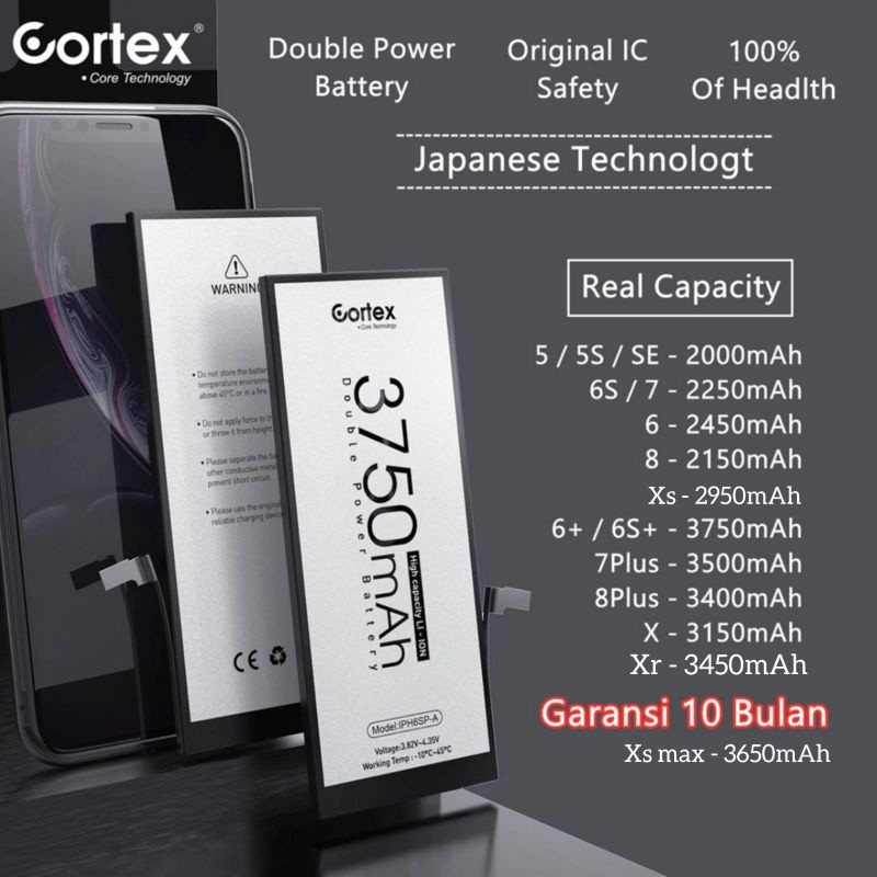 Cortex iPhone duoble Power Baterai High Capacity Origina Battery Batre Batrai