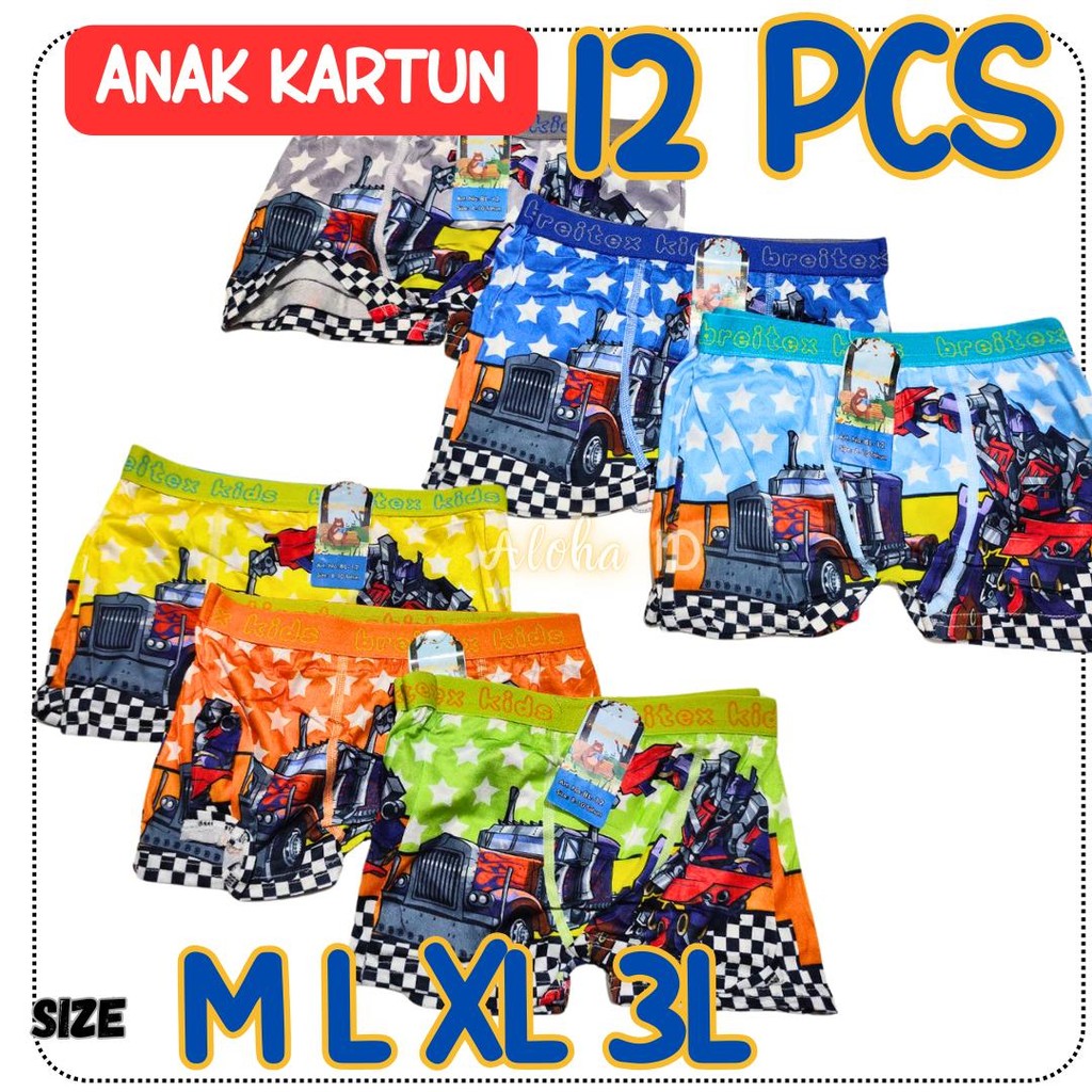 1 Lusin Boxer anak cowo bergambar karakter Boxer Anak Laki Laki Grosir