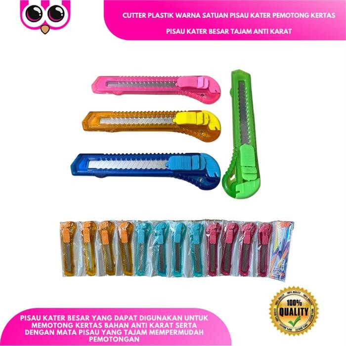 

CUTTER PLASTIK WARNA SATUAN PISAU KATER PEMOTONG KERTAS PISAU KATER BESAR TAJAM ANTI KARAT