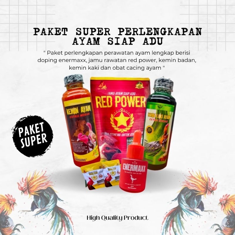 Jamu Ayam Bangkok Kuat PAKET SUPER  Perlengkapan siap adu doping kemin getah gambir dan obat cacing 