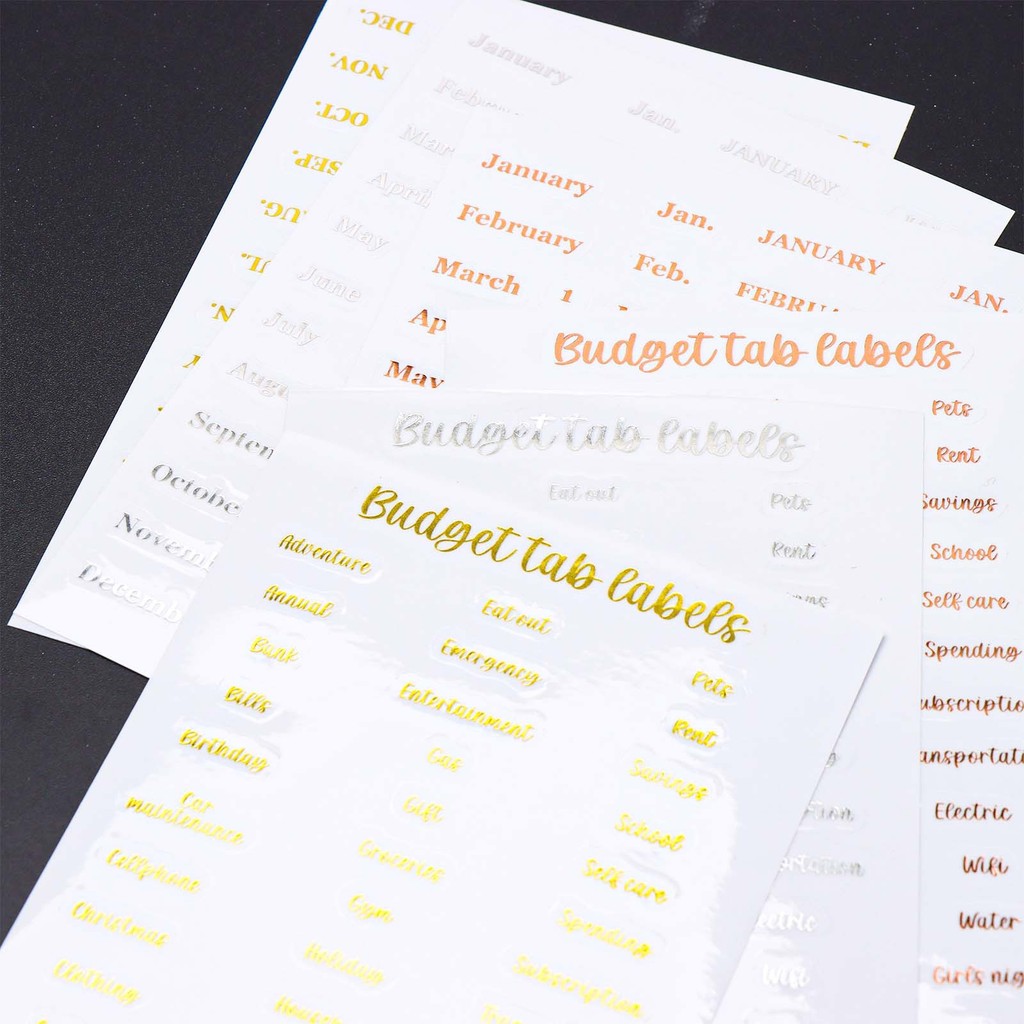 

Hot Stamping English Calendar Sticker Budget Month Transparent PET Sticker Index Ear Label Sticker