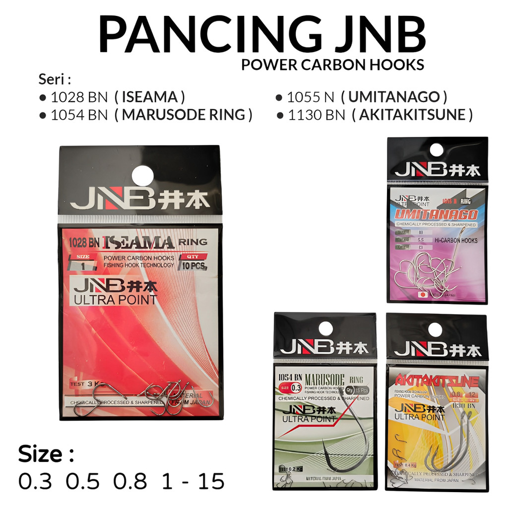 Mata Kail JNB 1028 1054 1130 1055 Iseama Marusode Umitanago Akitakitsune Pancing Carbon Tajam Kuat