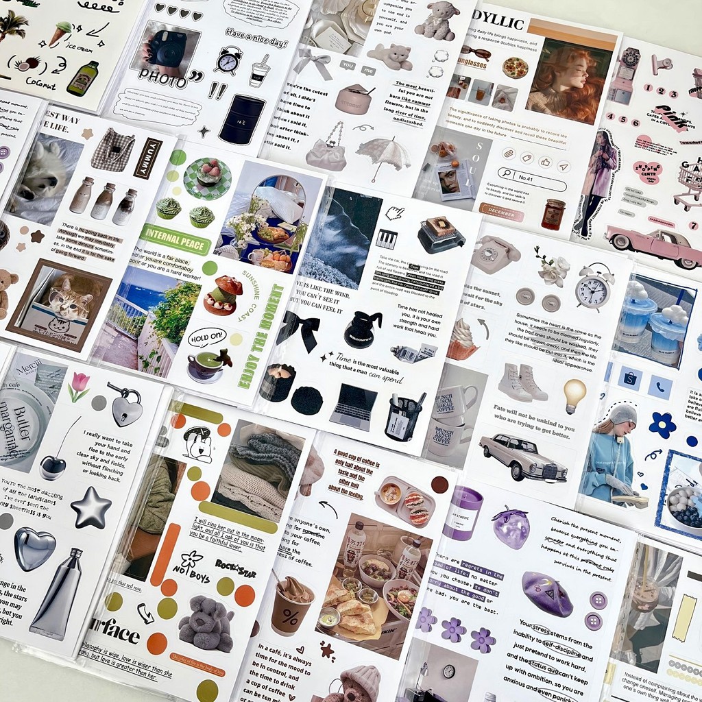 

10/30pcs INS Style Decorative Stickers Retro Colorful Scrapbooking Diary Junk Journal Stationery Sticker for Phone Laptop