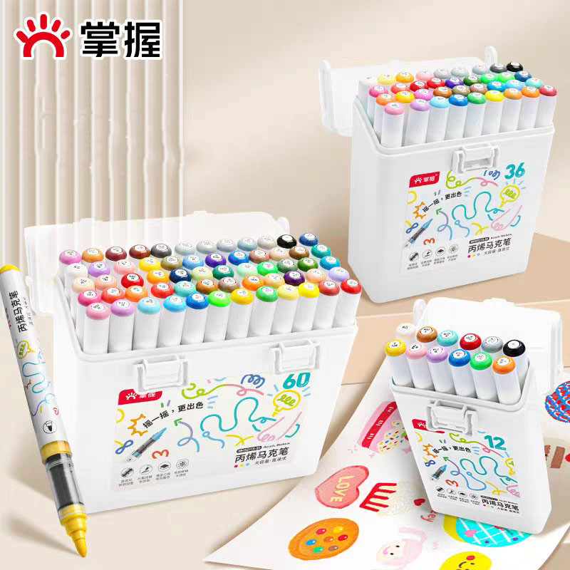 

Grasp Spidol Marker Akrilik 12/24/36/48/60 Warna untuk Pelajar Tinta Cair Tidak Tembus & Dapat DitumpukSpidol