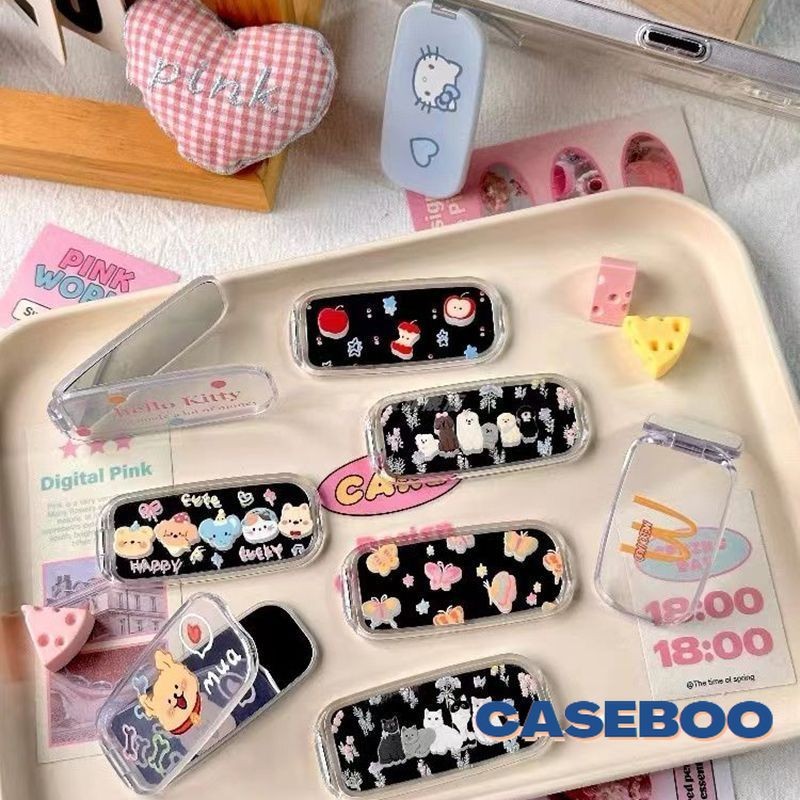 Telepon Braket Manis Kartun Bunga Sederhana Pola Berbentuk Hati Lipat Ponsel Lipat Ponsel Cermin-per