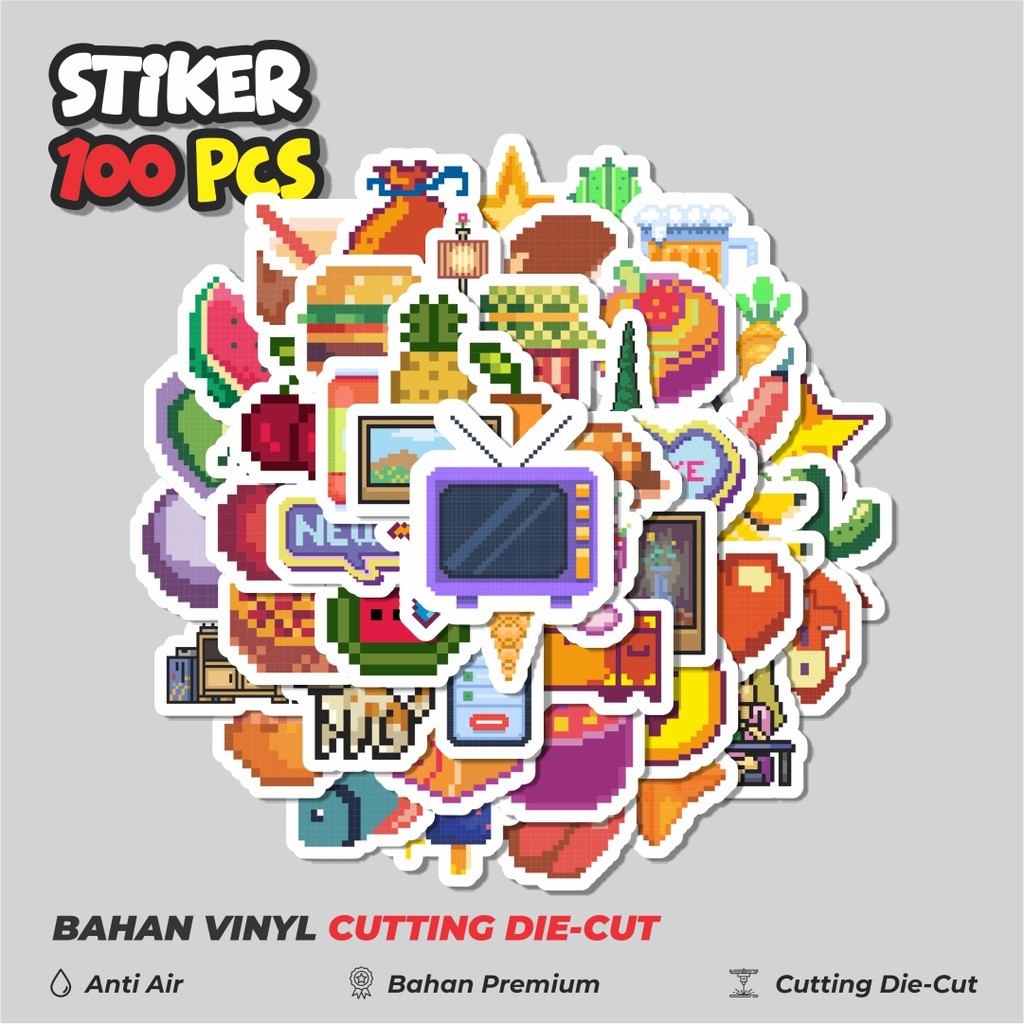 

Terbaru! 50 pcs Sticker Kartun Pixel Sticker Dekorasi Lucu Kreatif untuk Notebook, Skateboard, HP