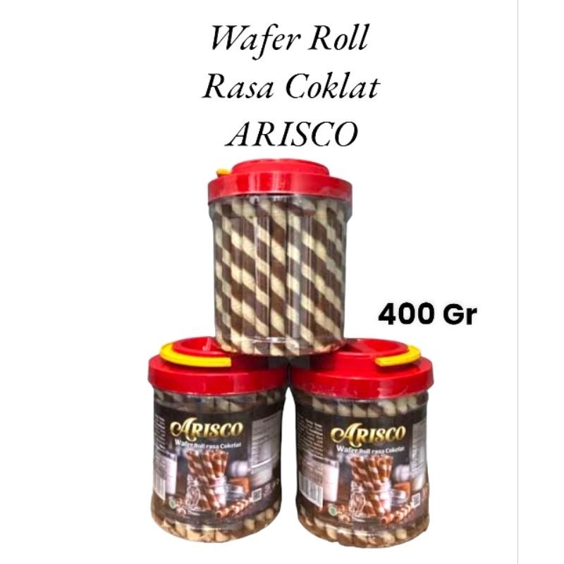 

Arisco Wafer Roll Tanggung Rasa Cokelat 400gr - Biskuit Wafer Roll