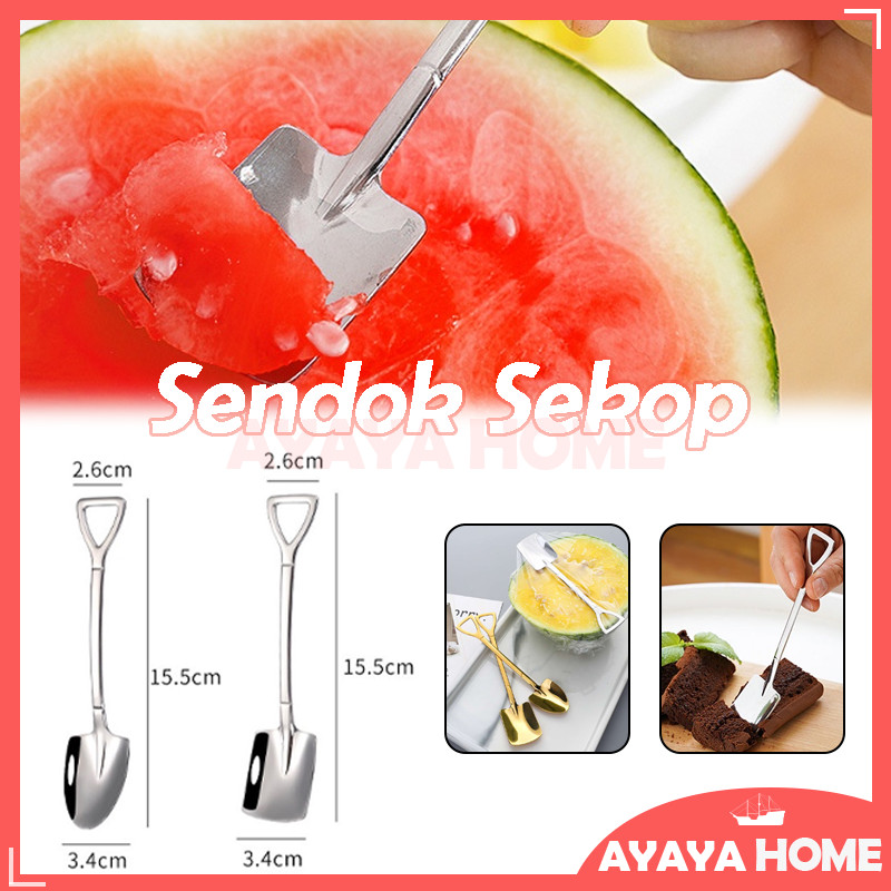 Sendok Sekop Persegi Stainless/Sendok Runcing Sekop/Sendok Persegi Perak Kue