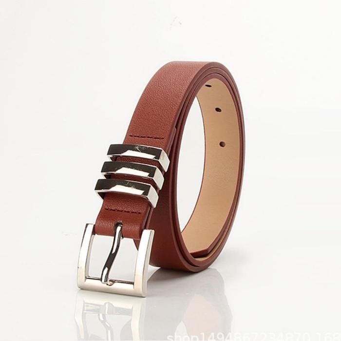 Ikat Ban Pinggang Wanita #737 THREE Korea Fashion Kulit PU Gasper Sabuk Cewe Womens Belt Korean - #7