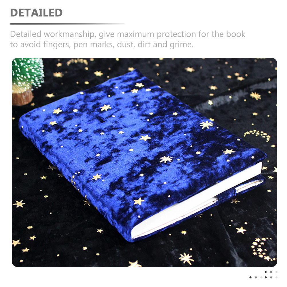 

Velvet Book Cover Notebook A5 Size Gold Foil Star Moon Book Sleeve Protector for Composition Books Dust Covers Soft
