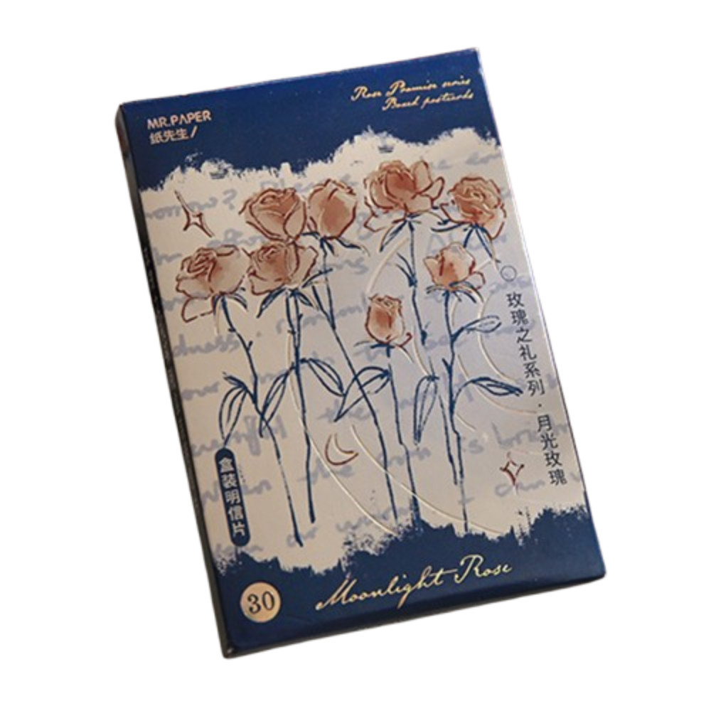 

30pcs/set Vintage Series Flower Postcard Set Romantic Rose Flower Printed Wall Poster Greeting Cards DIY Artistic