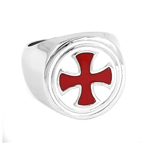 

Classic Cross Ring Stainless Steel Jewelry Templar Red Cross Ring Armor Shield Knight Motor Biker Men Ring Wholesale SWR0636A