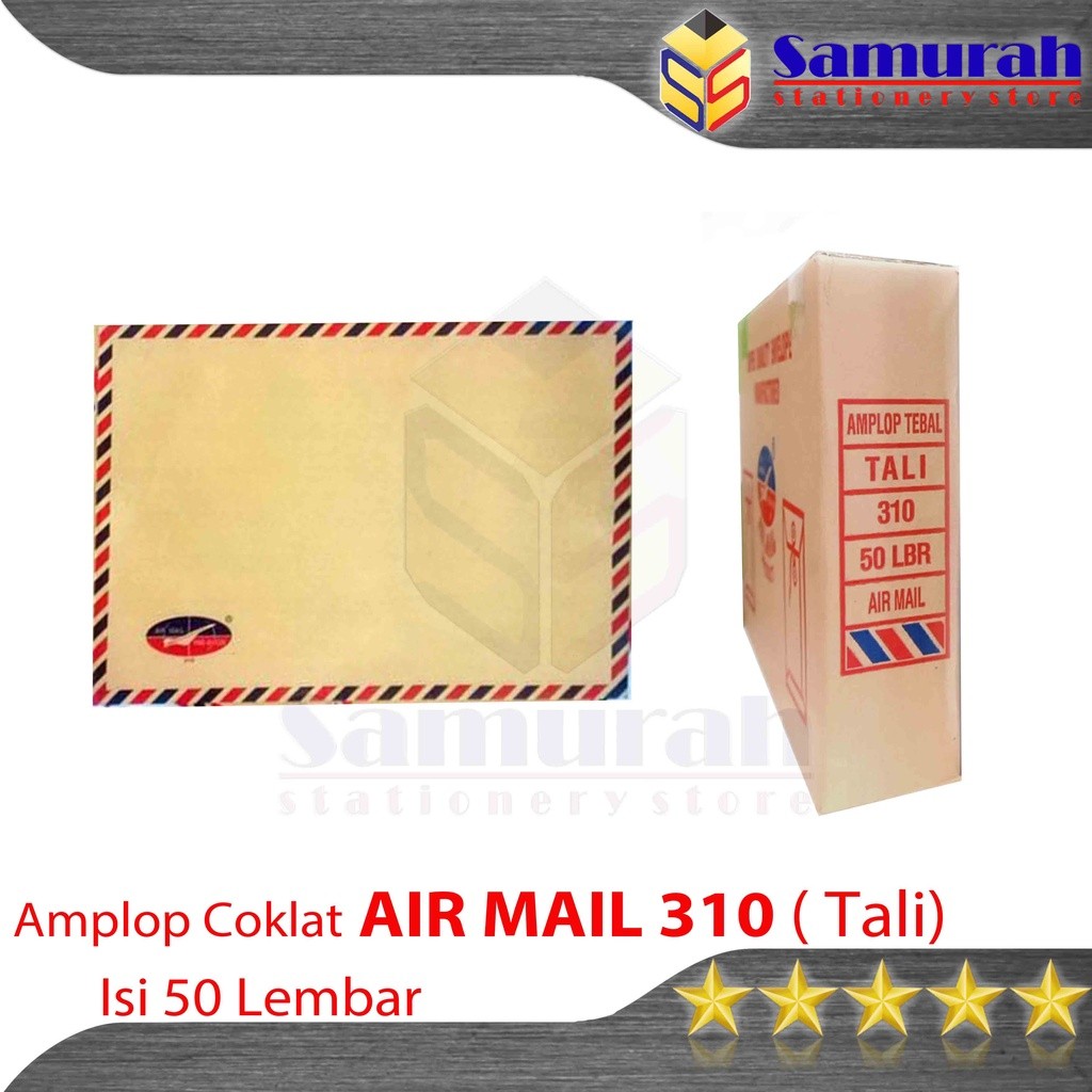 

Amplop Kertas Coklat Airmail Tali 310 Ukuran Folio / Envelope F4 Berkas Dokumen Lamaran Kerja 25 x 35 cm