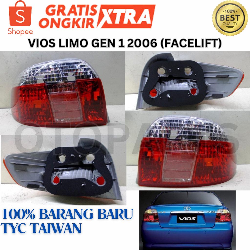 (OEM MADE IN MALAYSIA) LAMPU BELAKANG STOP TAIL LAMP VIOS LIMO GEN 1 FACELIFT 2003 2004 2005 2006 BA