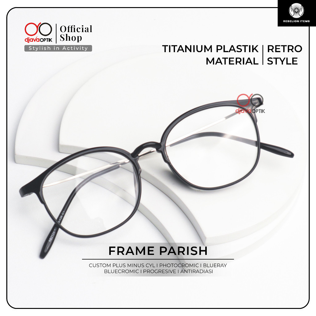 DJAVA OPTIK - Frame Parish - Kacamata Korea Huzel Oval Plastik Lentur