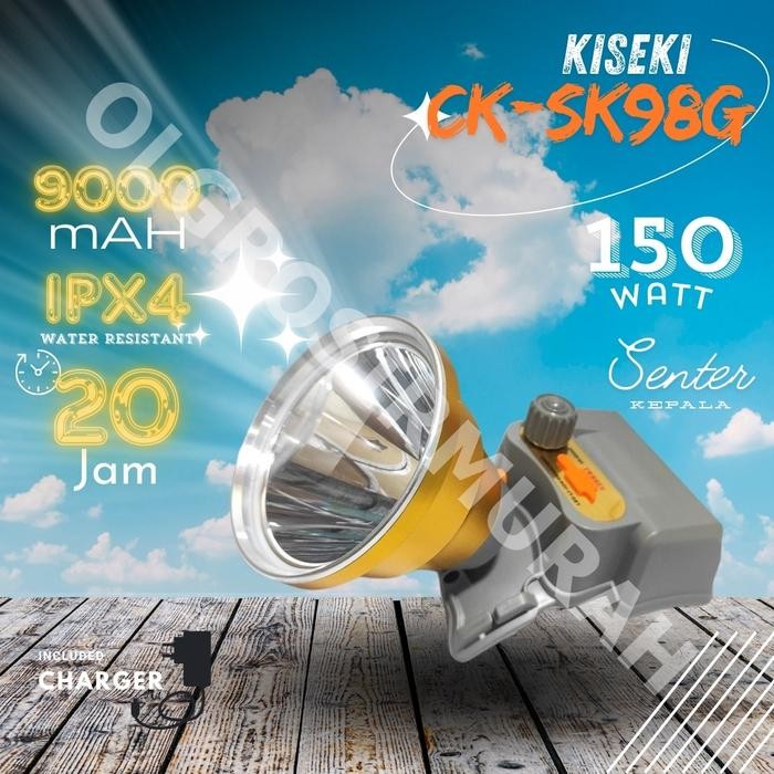 Senter Kepala Headlamp Kiseki CK-SK98G 150Watt Putih