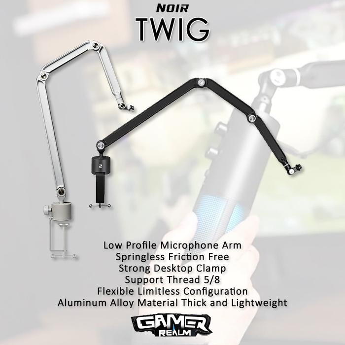 Noir Twig - Low Profile Microphone Boom Arm / Bracket Microphone