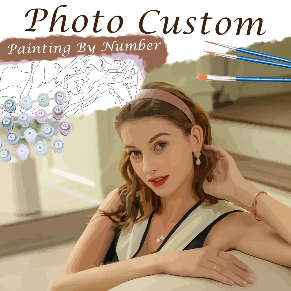 

RUOPOTY DIY Paint By Numbers Kit Photo Custom Unique Personalized Custom Personalize with Your Photo Indoor Wall Decoration