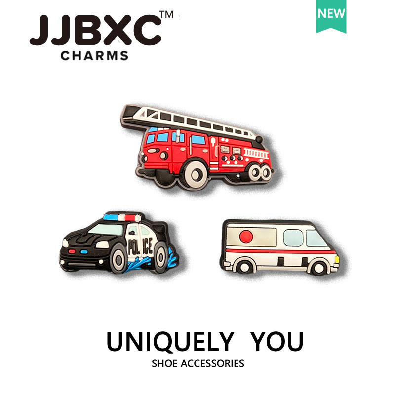JJBXC CHARM Shoe Buckle Shoe Accessories Rescue Car Cartoon Shoe Buckle Accessories Jewelry Shoe Flo
