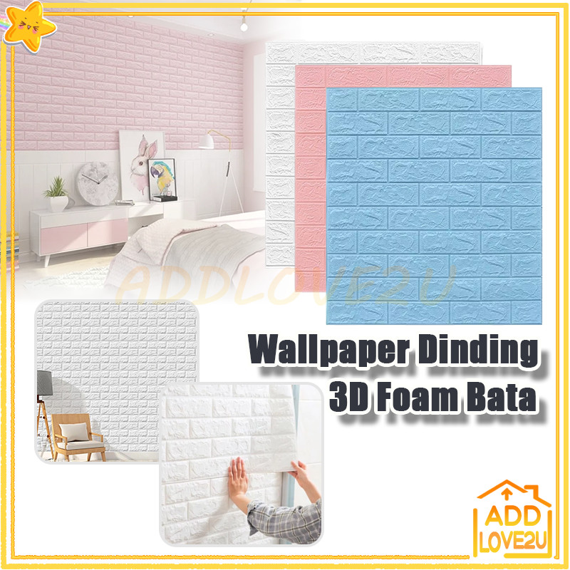 wallpaper dinding 3D foam bata putih kulit jeruk/Timbul 3D Bata Classic Brick Putih/Wallfoam Timbul 