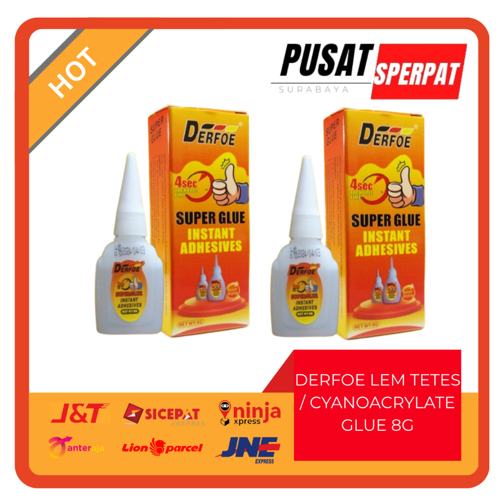 

DERFOE - 502 lem tetes derfoe lem tetes instant /cyanoacrylate glue (harga/box isi 50pcs)
