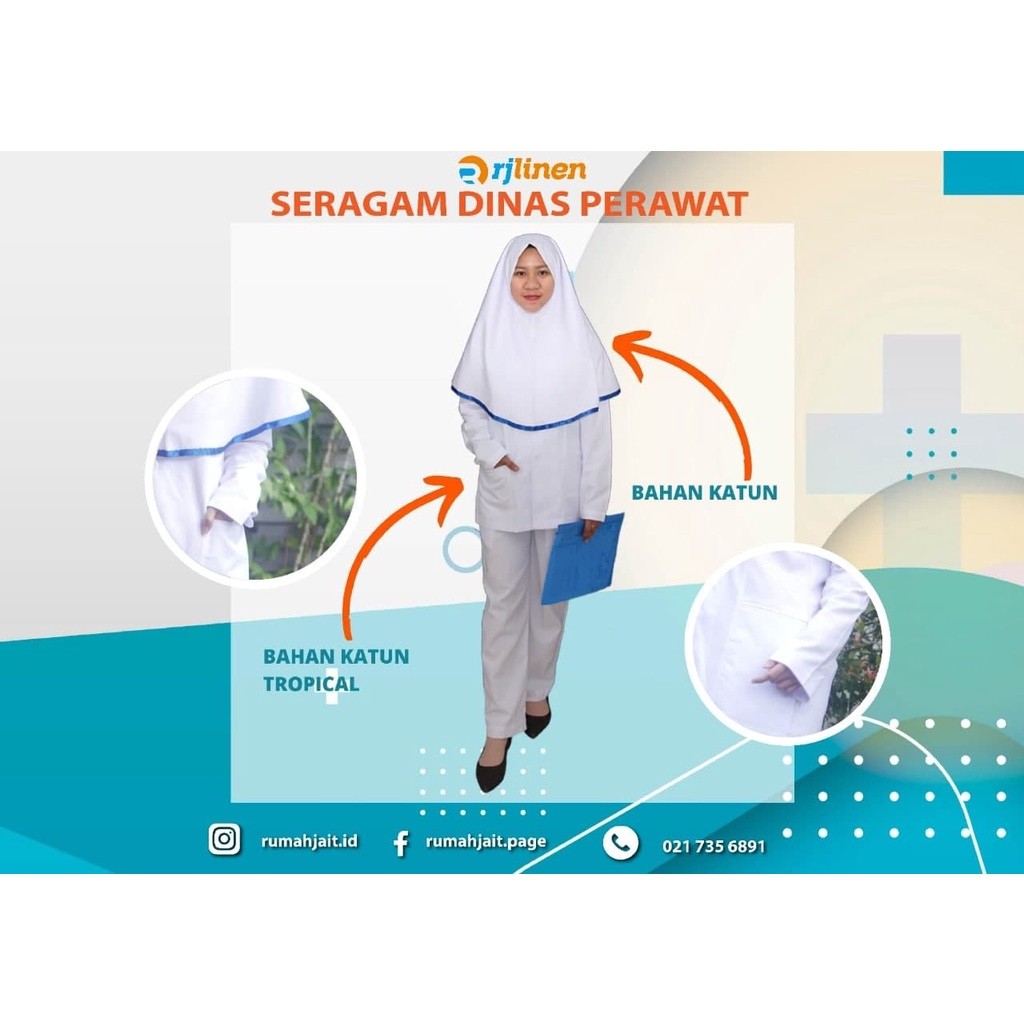 Seragam Dinas Perawat Setelan Oka Seragam Medis Bahan Oxford Set Baju Ok