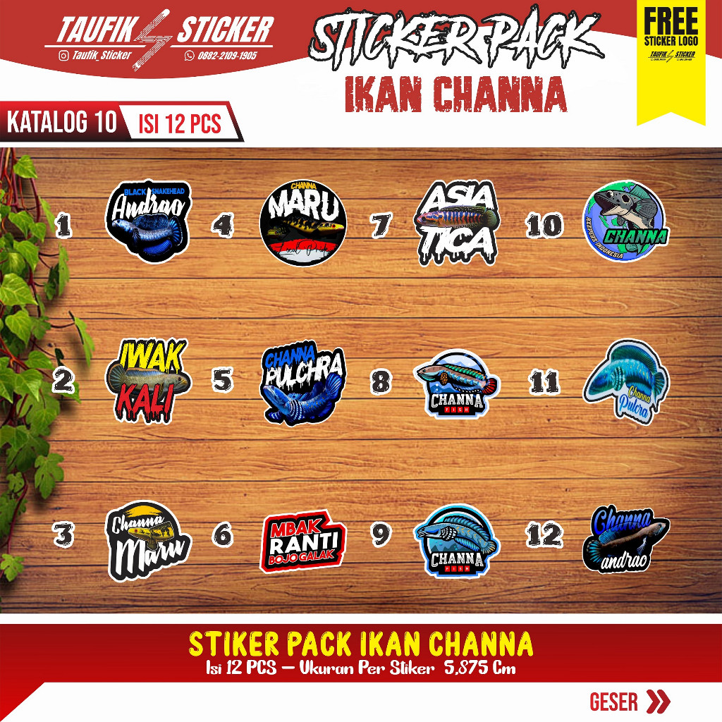 

STIKER IKAN CHANNA ANTI AIR #DESAIN 10 KECCE