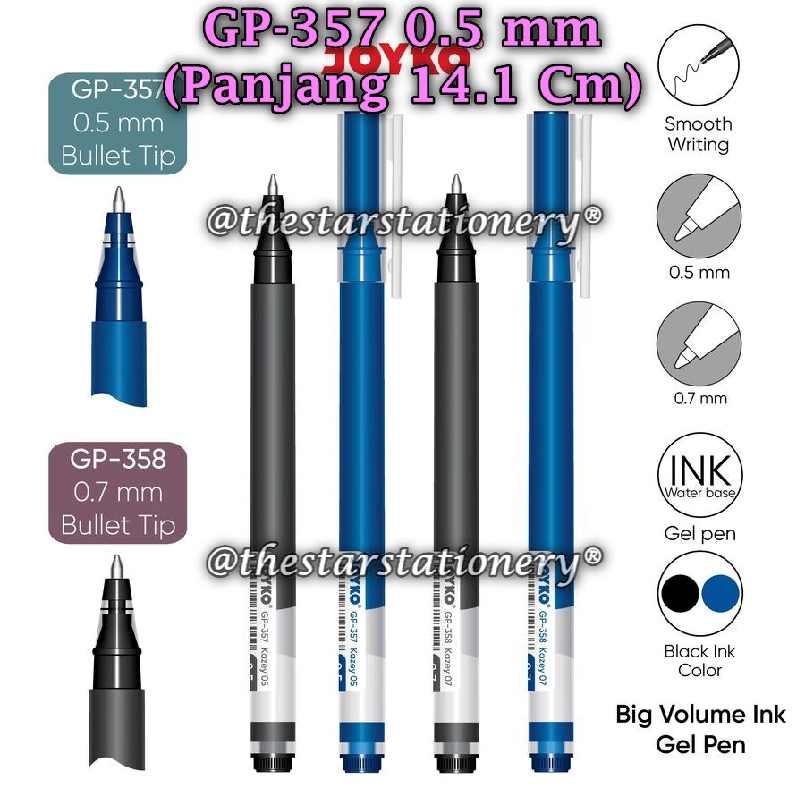 

(1 Pak/12) GROSIR Gelpen JOYKO GP-357 0.5 mm Kazey / Gel Pen Pulpen Pena Joyko GP-357 (Pak/12)
