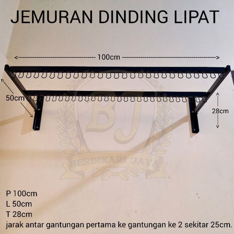 Jemuran Dinding Lipat 100cm Besi Kuat Tahan Lama