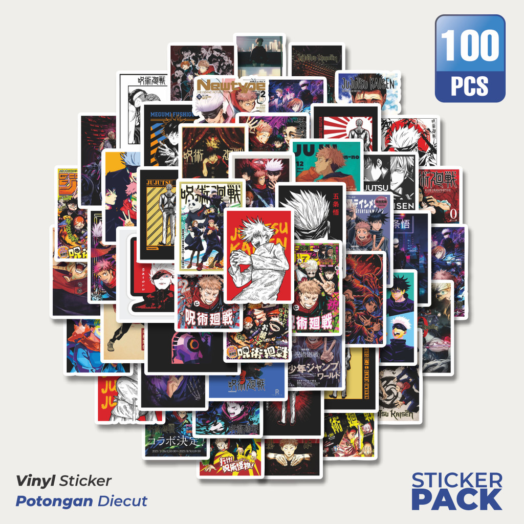 

Stiker Vinyl Stiker Desain Cover Anime Jujutsu Kaisen Waterproof Aesthetic- Untuk Laptop, Motor, dan Helm - Paper Stationery Pack