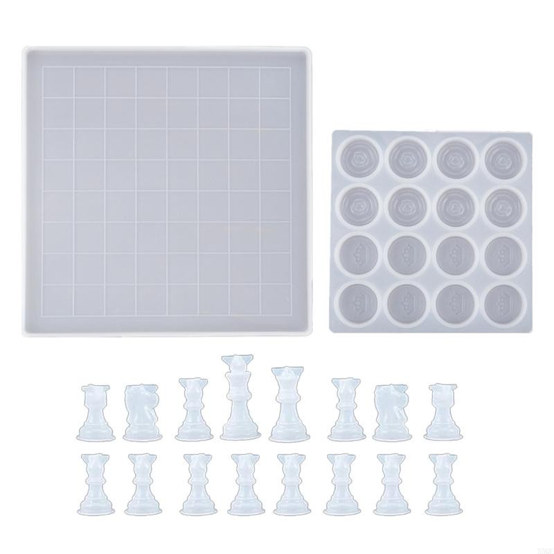 

3D Chess Silicone Resin Mold Checkers Board Crystal Epoxy Resin for Diy Resin Mold Crafts Making Family Party Game