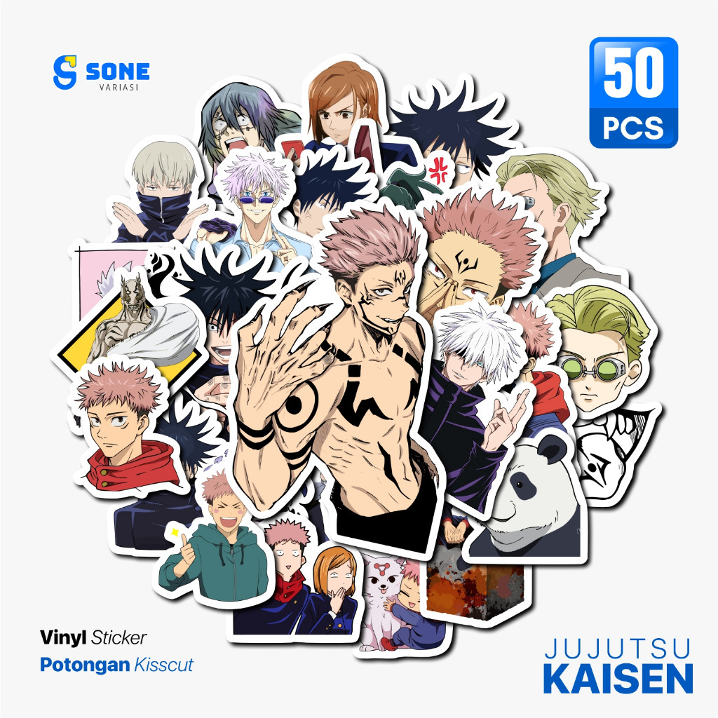 

Sticker Anime Jujutsu Kaisen Paper Vinyl Waterproof Sticker Laptop Thumbler Case Handphone Helm