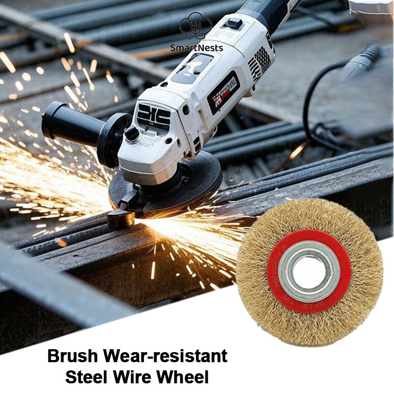 Mesin gunakan roda kawat baja datar karat pelepasan baja kuas kuas roda kawat baja tahan aus SM