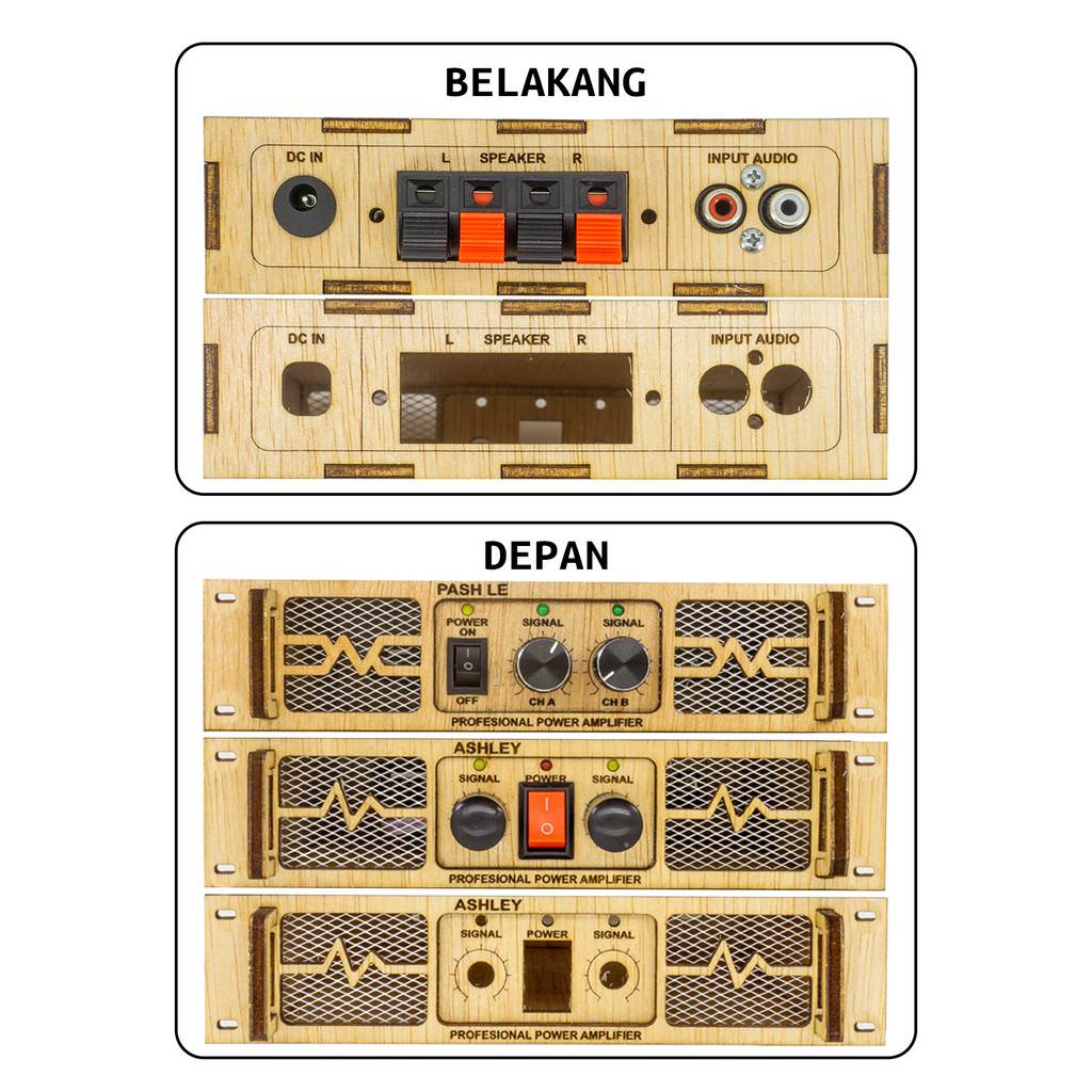 Box Power Mini Model Built Up Ashley Box Miniatur Power Amplifier Triplek 3mm Laser Cutting
