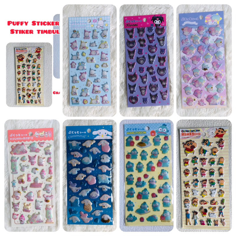

TERLARIS sticker sanrio hangyodon my melody kuromi little twinstars cinnamoroll shinchan pochacco sticker puffy stiker timbul by max hangyodon original Japan tf-0