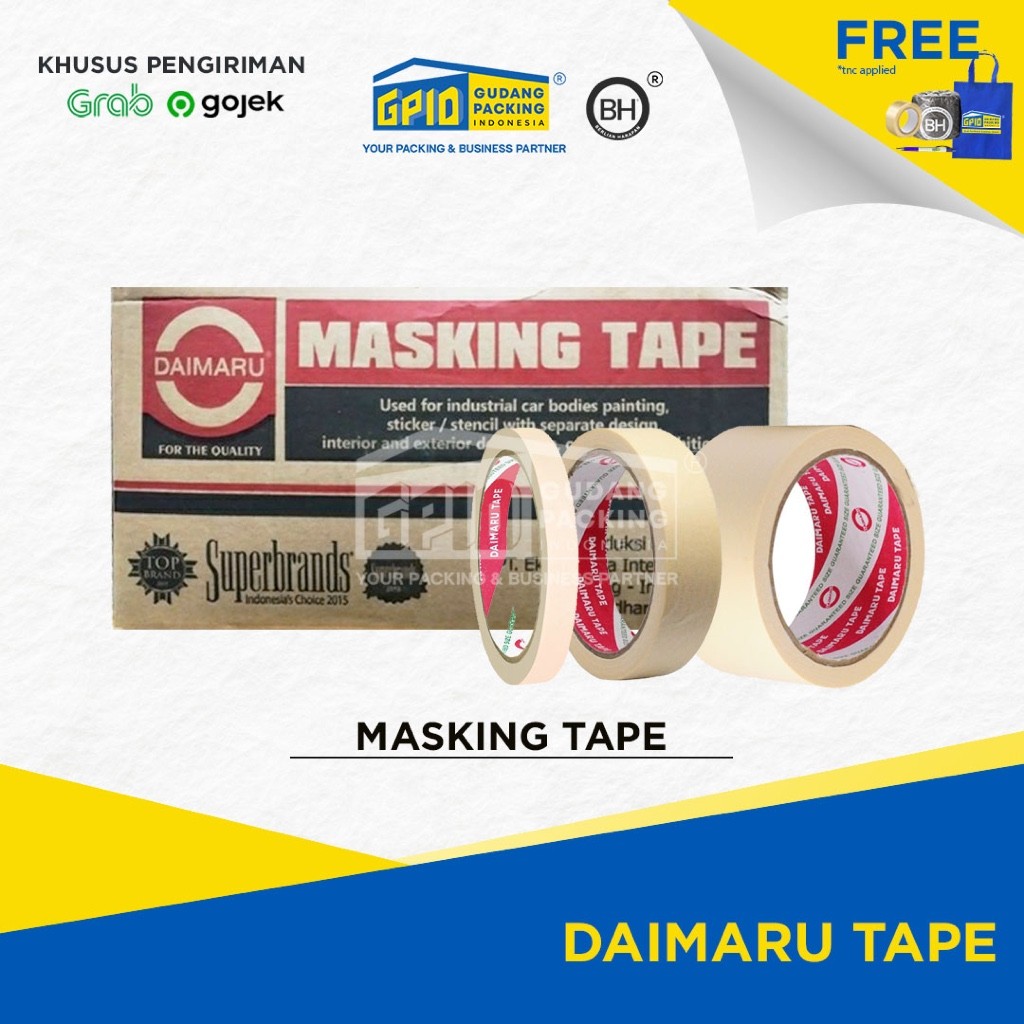 

(GOSEND/GRAB) DAIMARU - Masking Tape / Lakban Kertas 0.5 / 1 / 2 inch