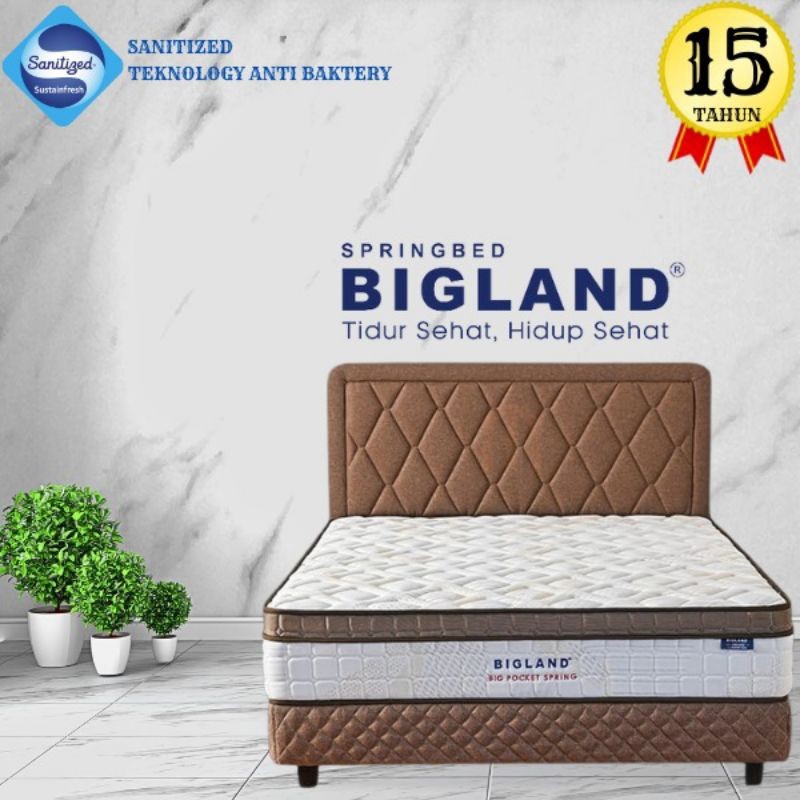 Spring Bed Full Set BIGLAND Pocket spring and Plustop Matras ( Free pengiriman Jabodetabek)