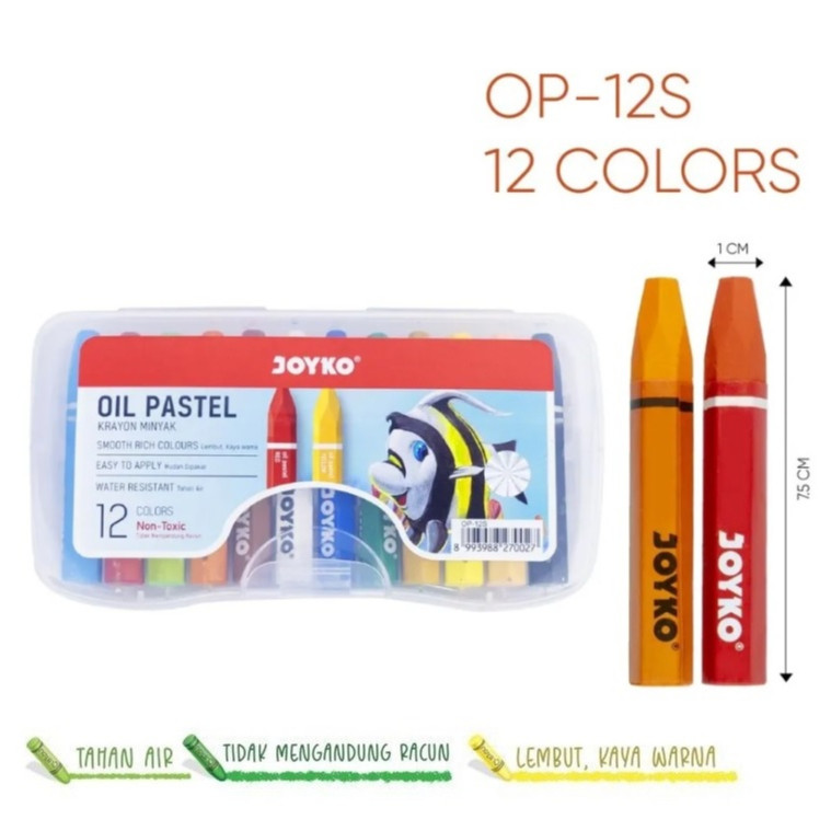

OIL PASTEL JOYKO Krayon Minyak Crayon Isi 12 Warna Warni Set Lengkap Alat Menggambarai Mewarnai Anak