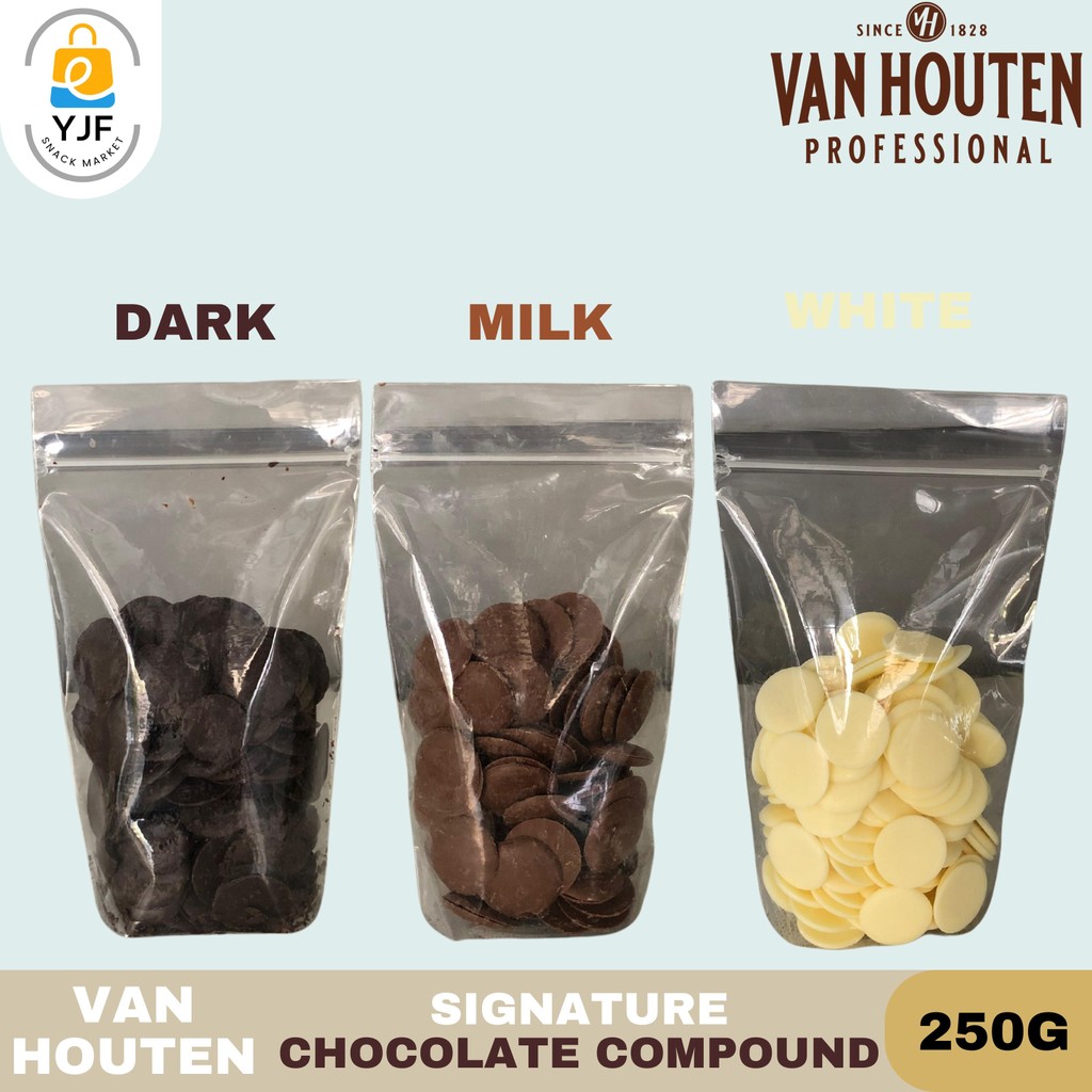 

Van Houten Professional Chocolate Compound Coin Repack 250g / Intense Dark Compound / Milk Compound / White Compound / Coin / Chocolate Buttons / Cokelat / Coklat