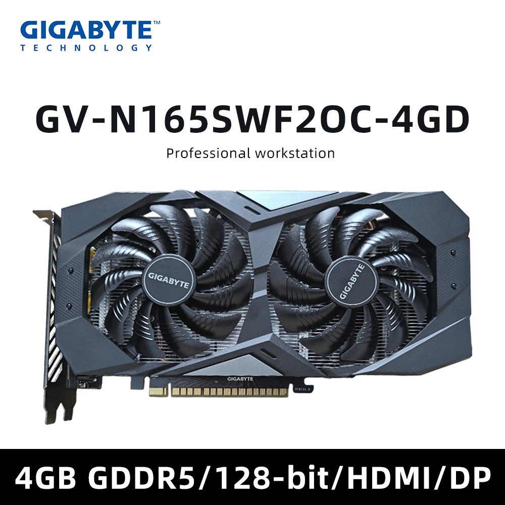 GIGABYTE GeForce GTX 1650 4GB GDDR5 PCIe Video Card GV-N165SWF2OC-4GD, dual-fan HDMI/DP 4K Support, 