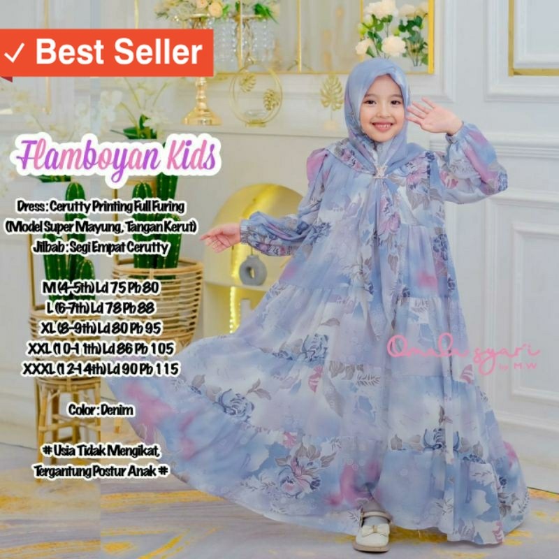 Style Kekinian Murah FAshion Lebaran idul fitri kekinian / FLAMBOYAN SYARI KIDS GAMIS SYARI ANAK PER