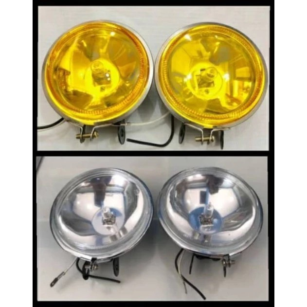Lampu Sorot Bulat Halogen Sepasang | FogLamp Motor Mobil | Isi 2PCS | Lampu Tembak Kuning Terang