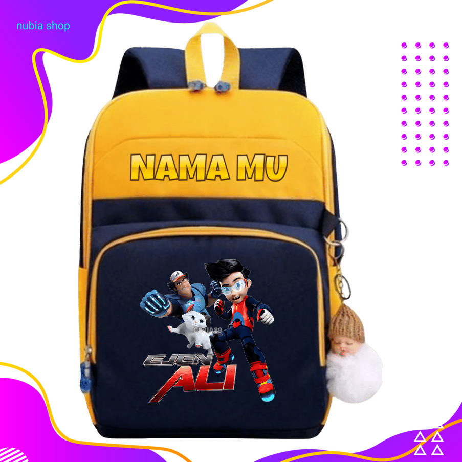 nubia Tas Ransel Anak Ejen Ali – Backpack Sekolah TK SD Cowok Cewek, Tas Anak PAUD Lucu Karakter Eje