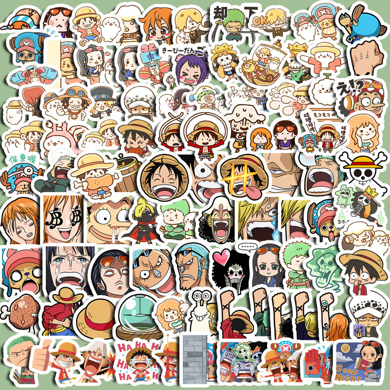 

100PCS Cool One Piece Anime Cartoon Stickers Decals for Kids DIY Laptop Scrapbook Fridge Graffiti Funny Sticker Toy Gifts