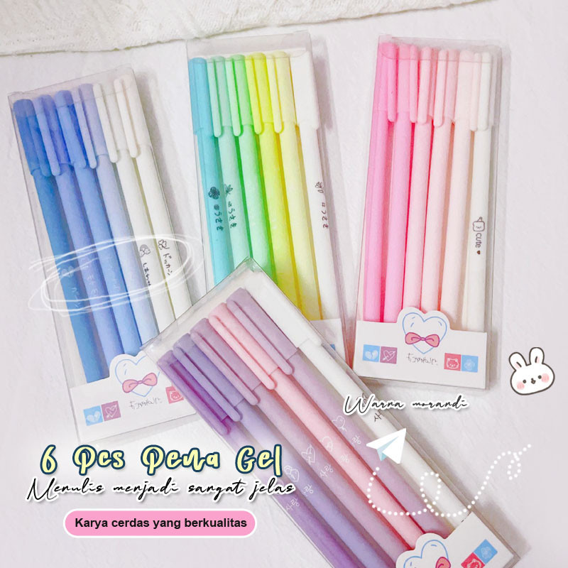 

1Set kotak Pena Gel Morandi Warna Pastel Lucu Pen Gel Aesthetic 0.5 mm Pena Gel Matte