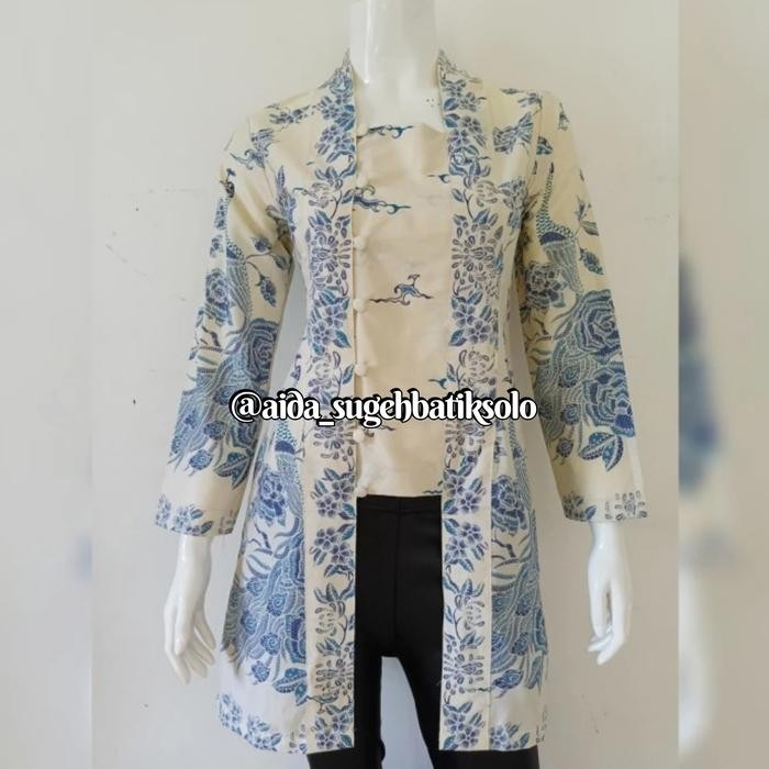 

Kebaya Kutubaru Modern Lengan Panjang Tunik Kutubaru Burung Hong Kebaya Kondangan Kebaya Jawa - Biru, S