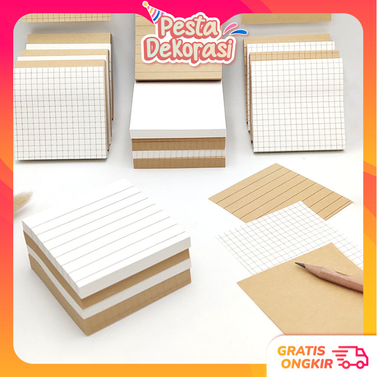 

PESTA DEKORASI S6291 Sticker Notes Catatan Mini Sticky Note Memo Kraft Paper Memopad Sticky Notes Vintage