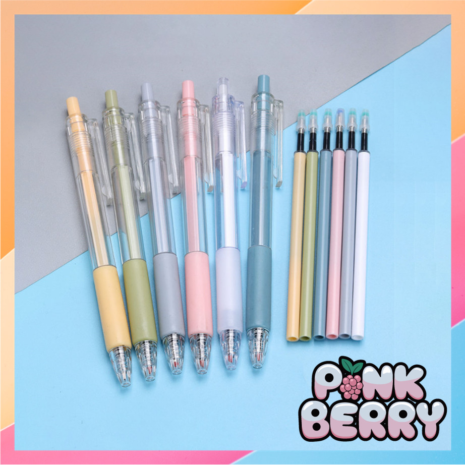 

PINK BERRY S6054 Pena Hitam Gel 0.5 mm Transparan Bolpoin Transparan Pena Gel Hitam Polos Bolpoin Hitam Polos