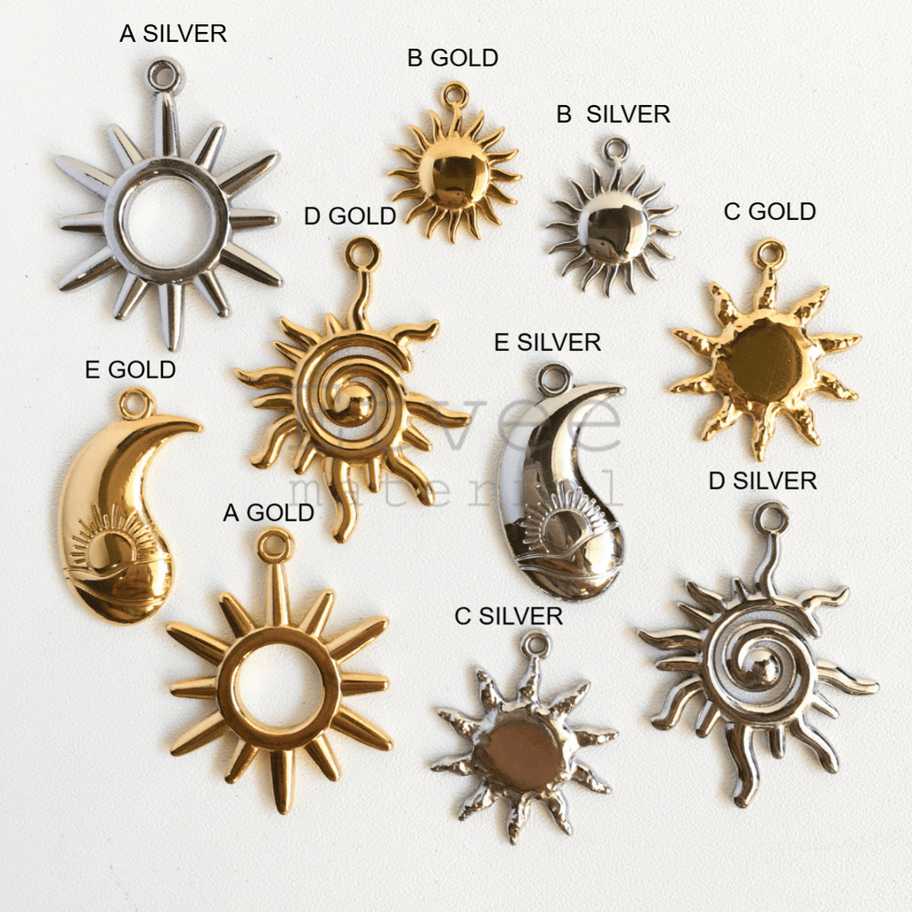 L321 Liontin bandul gelang kalung matahari tetes air stainless steel