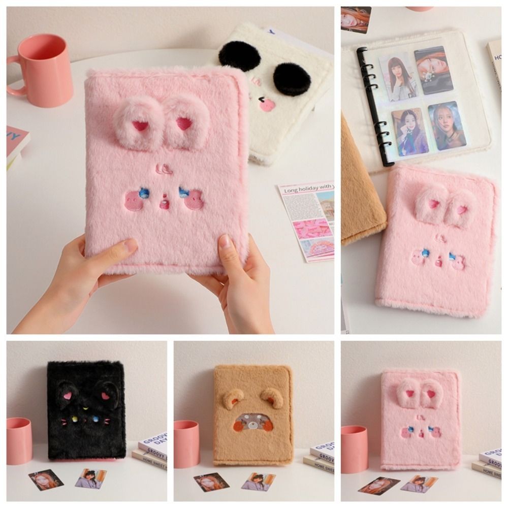 

Photocard Holder Cat Bear Cards Album Cover Card Albums Inner Page Refill Collection Book Cover Fluffy Six-hole
